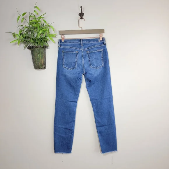 7 For All Mankind Roxanne Skinny Ankle Jeans Frayed Raw Hem Mid Rise 7FAM 28 - Picture 11 of 12